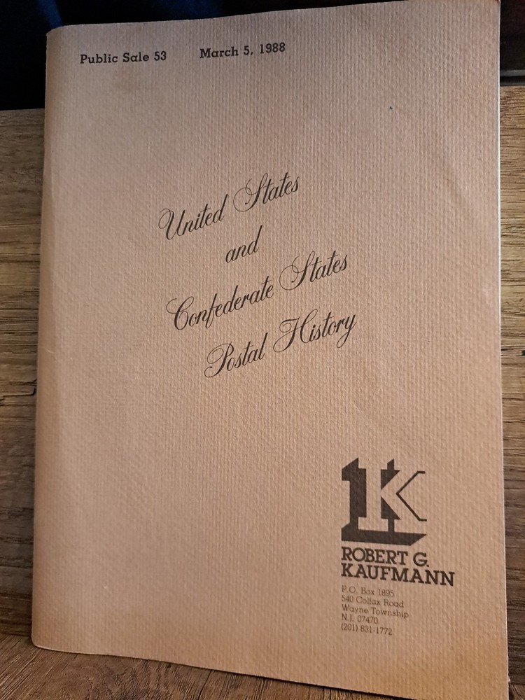 Kaufman catalog and bid sheet on confrederate Postal History 1988