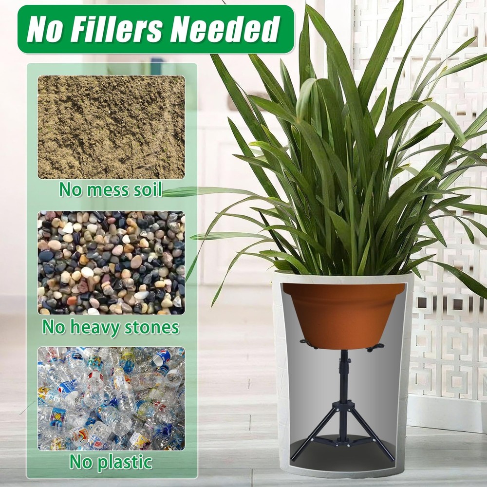 Adjustable Plant Risers for Inside Pots, 12-22" Rise Planter Inserts for Larg...