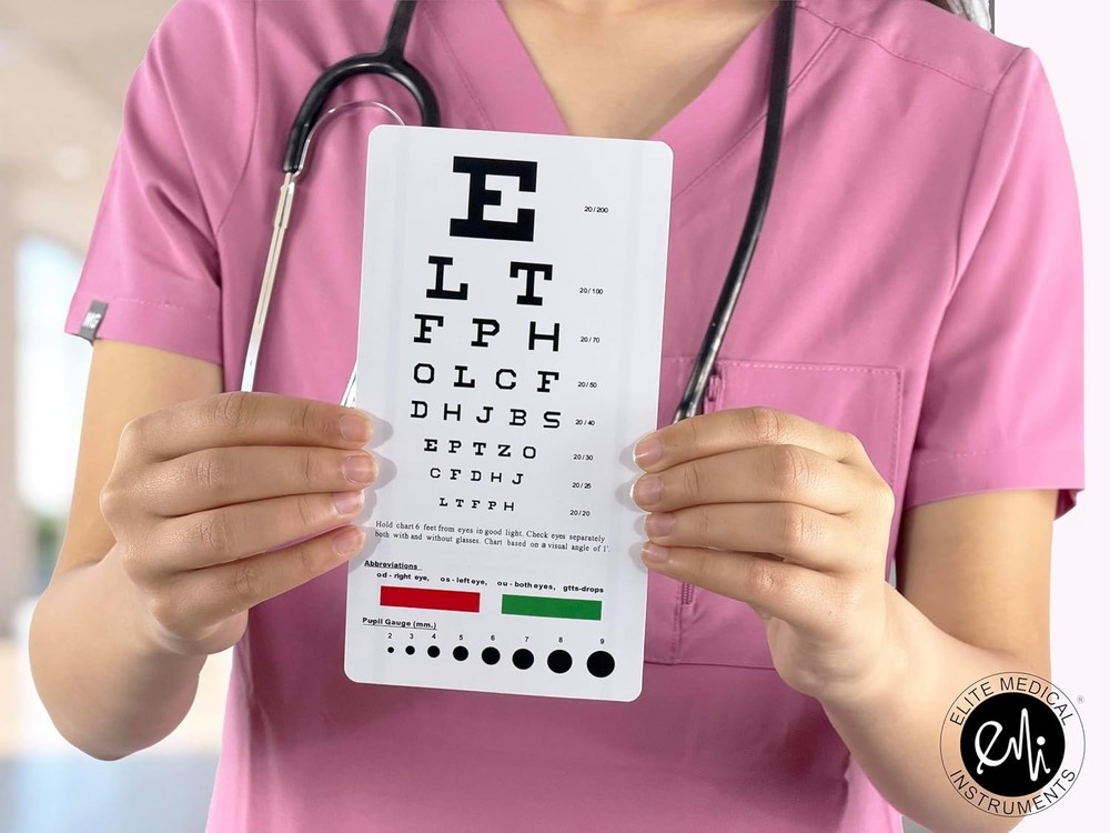 Elite Snellen Pocket Eye Chart - Compact 7.5"x4" for Portable Vision Testing