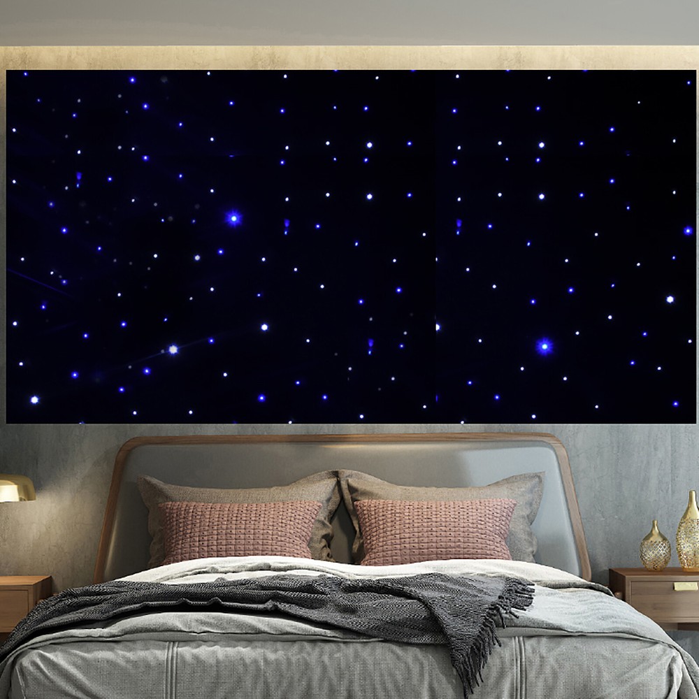 LED LED Backdrop Curtain with Remote Control - White & Blue Starlight Effect