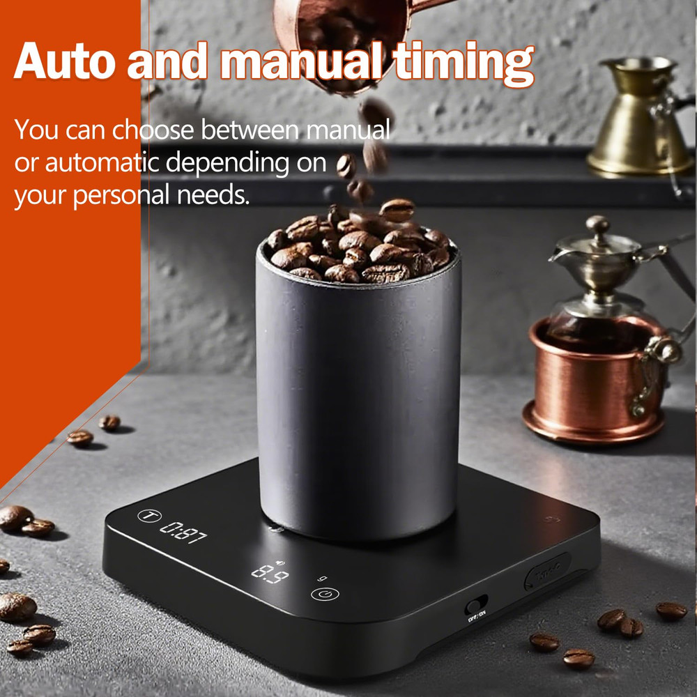 Precision Espresso Scale with Timer, 0.1g-2000g Rechargeable Mini Scale