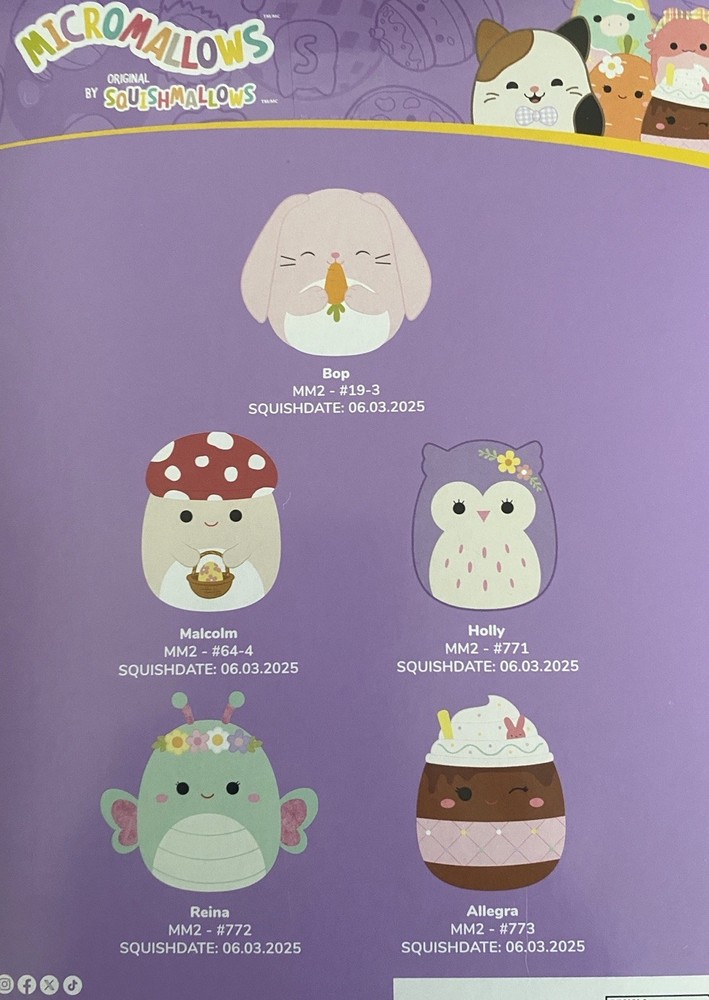 5 Pack Squishmallows Easter Micromallows.