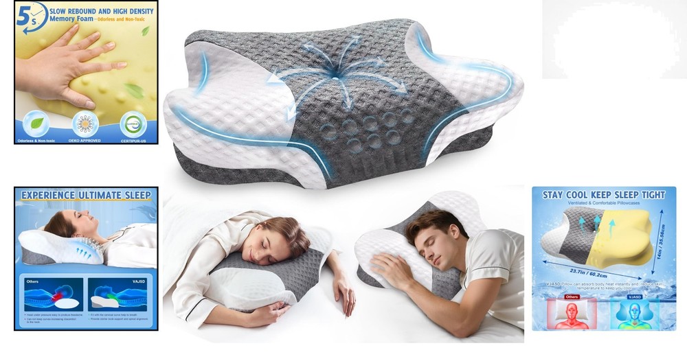 High-Density Memory Foam Neck Pillow - Ergonomic, Adjustable & Machine Washable