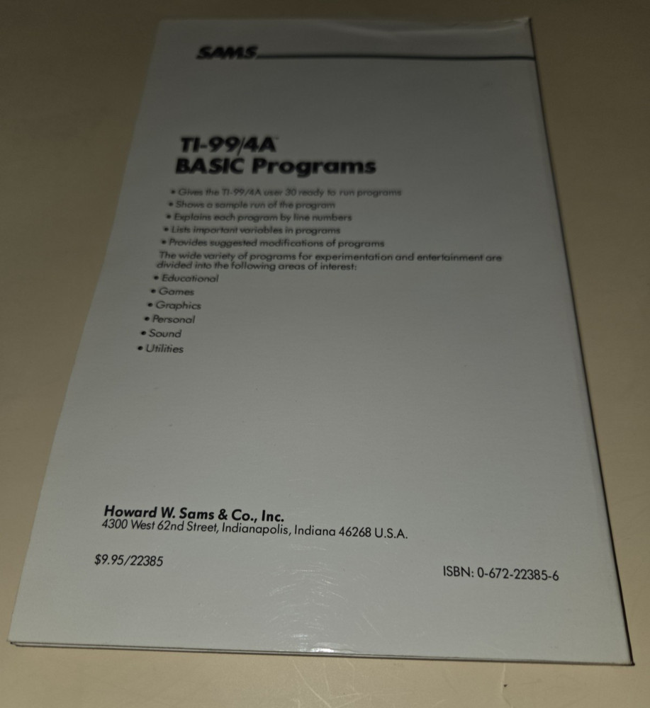 Sams TI-99/4A Basic Programs 1984 22385