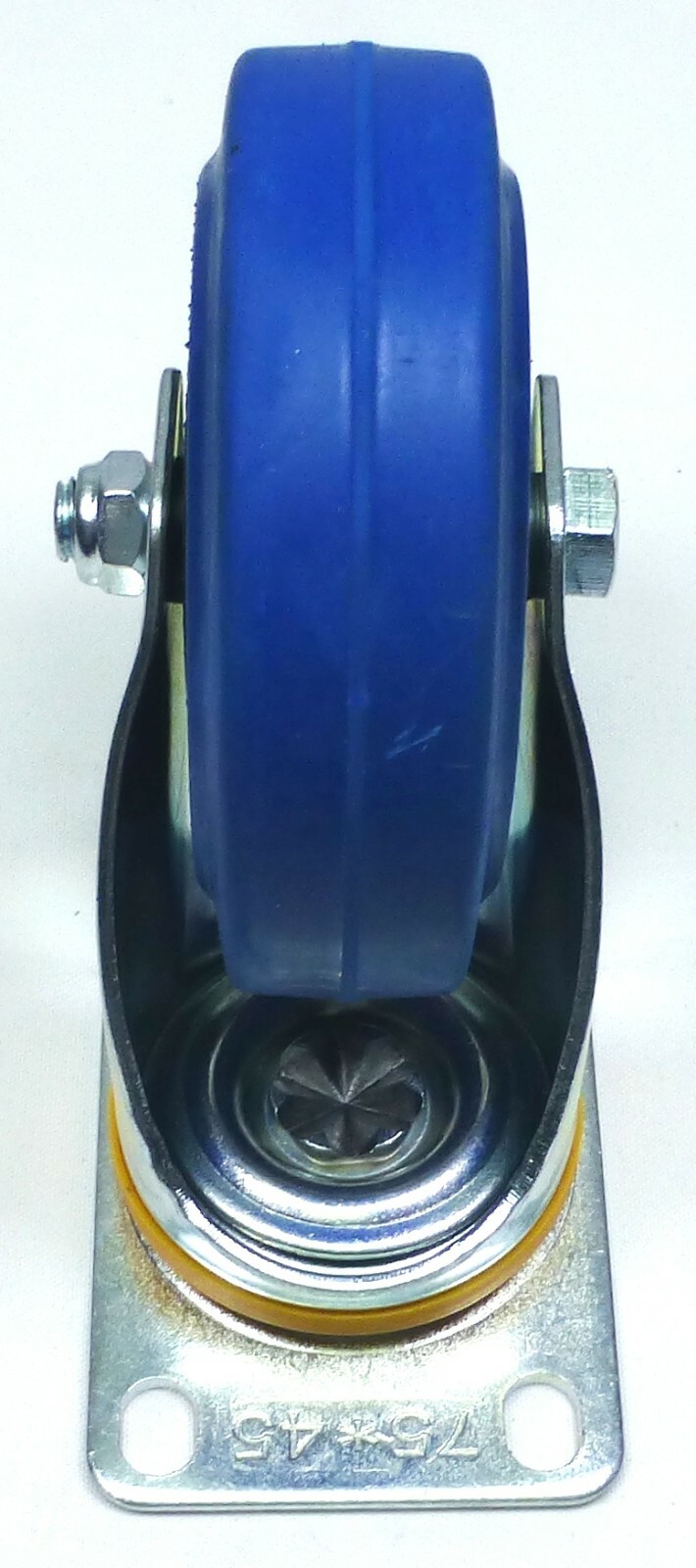 Set Of Four 4" Heavy Duty Swivel Casters, 4" Blue Rubber Wheels