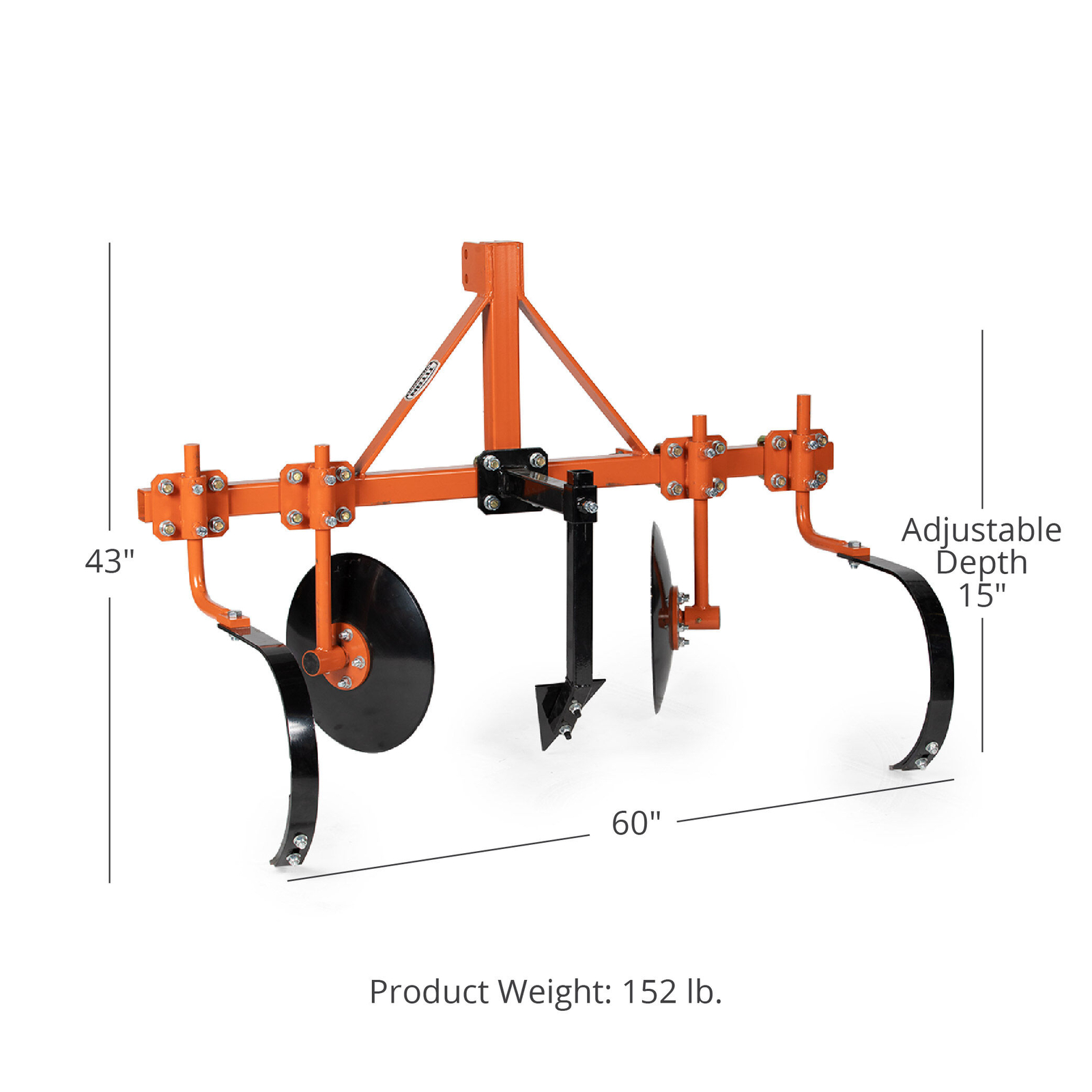 Titan Attachments Orange 60" Adjustable Disc Bedder, Category 1, 3 Point QH1
