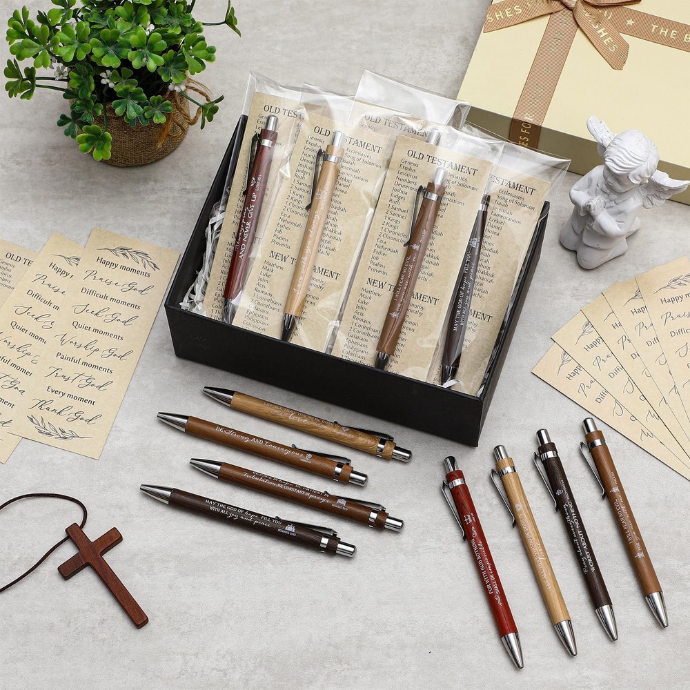 Spakon 30 Sets 60 Pcs Easter Scripture Christian Pens Bulk with Bible Bookmar...