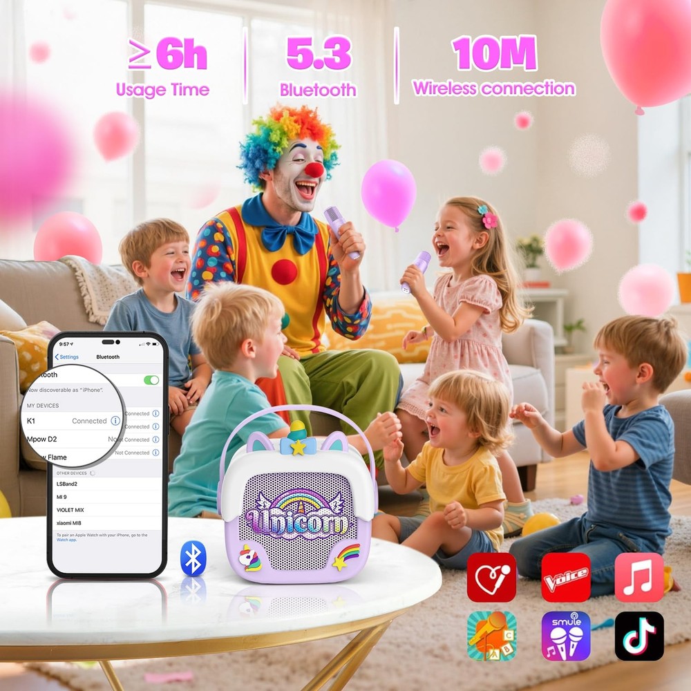 Unicorn Karaoke Machine Portable Bluetooth