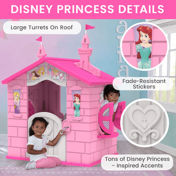 Disney Princess Plastic Indoor, Outdoor Playhouse with Easy Assembly