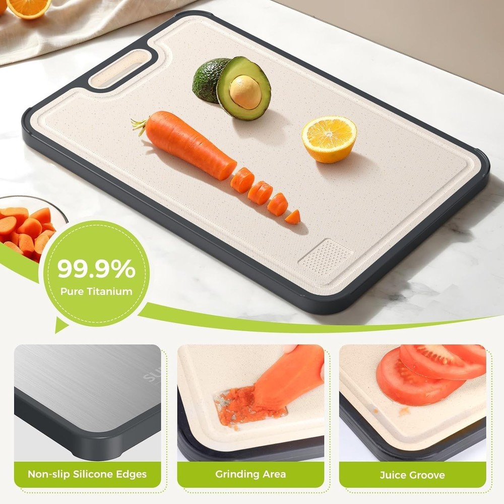 Versatile Double-Sided Titanium Cutting Board, Easy to Clean - Perfect Gift Set