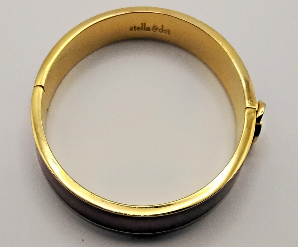 2 Signed Bangle Bracelets Stella & Dot and Monet Both Classy Gold Tone & Enamel