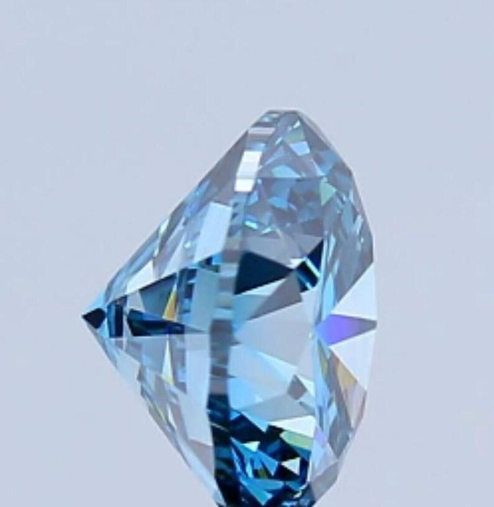 Blue Round Cut Lab Created Diamond IGI