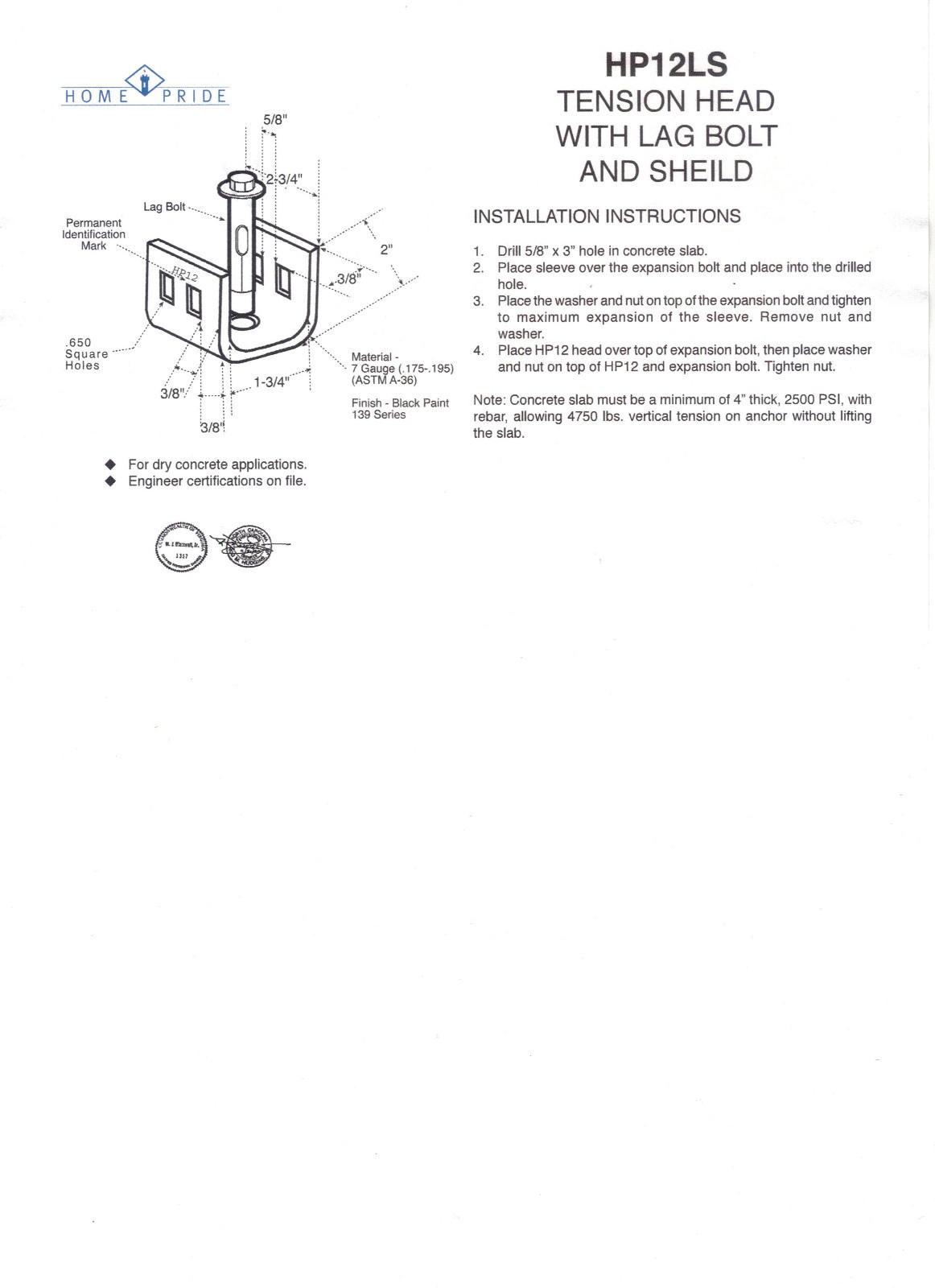 Mobile Home Parts Set of 8 Dry Concrete Anchors Tie Down Straps & Bolts