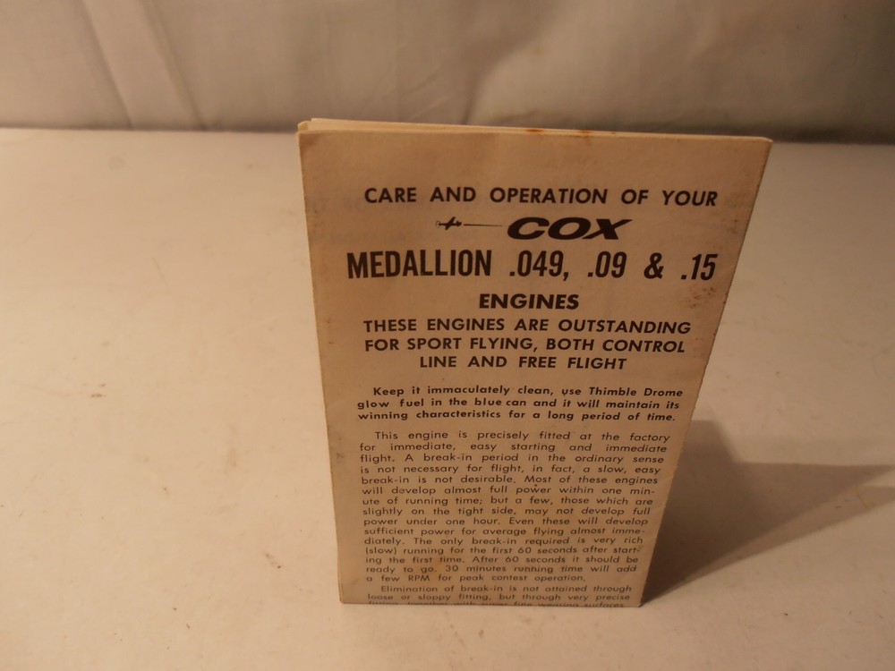 Cox Medallion 049, .15, 09 Manual