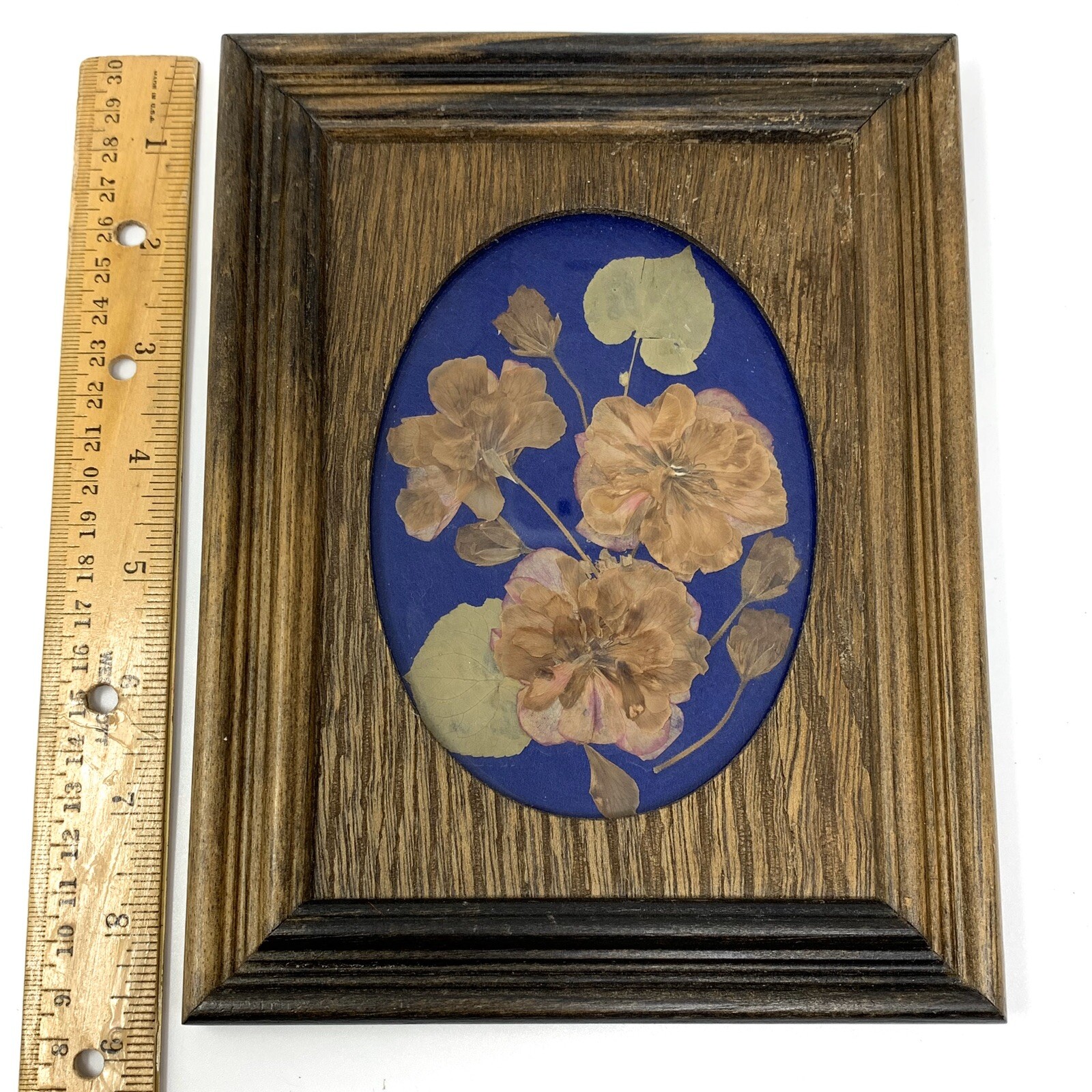 Vtg Handmade Dried Flower Pressed Flower Art Wall Hanging Reclaimed Wood