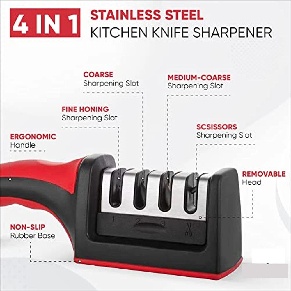 2PCS Knife Sharpener Professional 4-Stage Ceramic Diamond Steel Sharpening