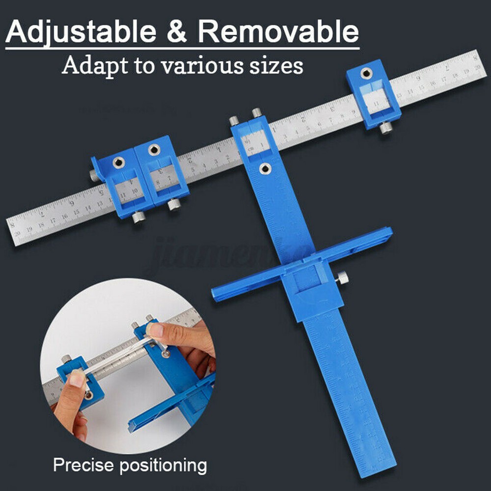 Cabinet Hardware Jig Adjustable Punch Locator Handle Template Tools Drill Guide