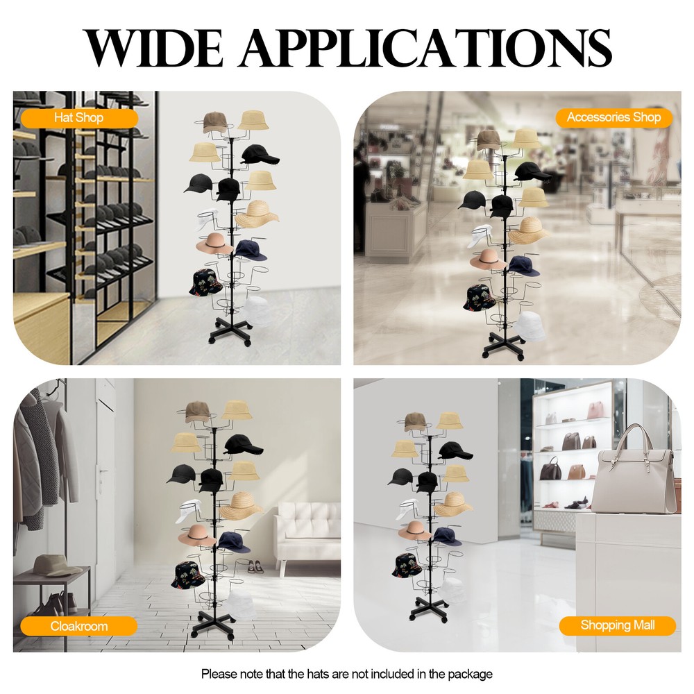 7-Layer Hats Cap Rotating Hanger Rack Height Adjustable Coat Hat Display Stand