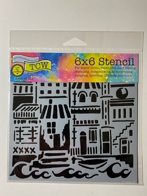 TCW 6"x 6" Floating City Stencil
