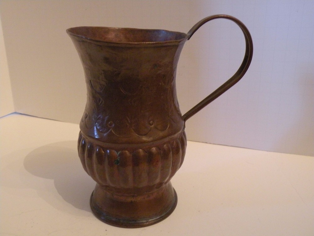 ALT119 MIDDLE EASTERN COPPER JUG EWER 7" HIGH