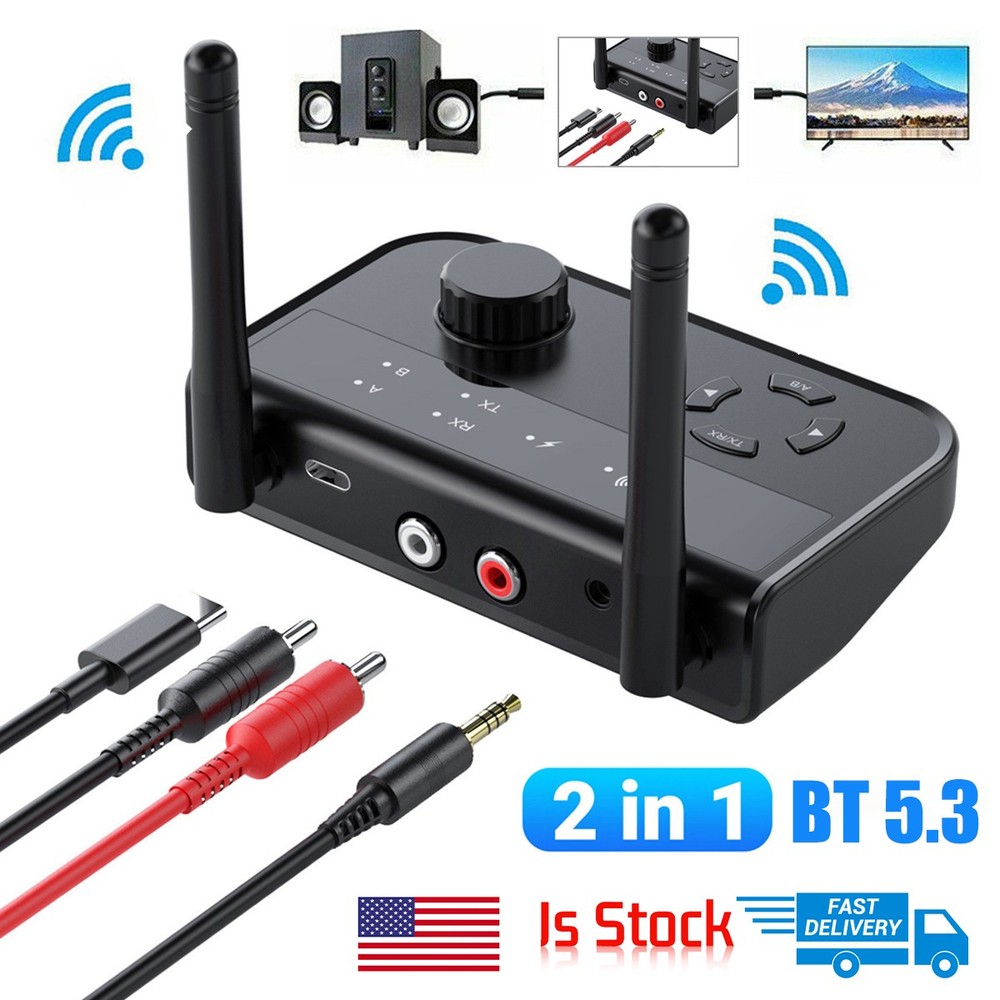New Bluetooth 5.3 Transmitter Receiver 2-in-1 w/ Dual Link & Zero Latency Audio
