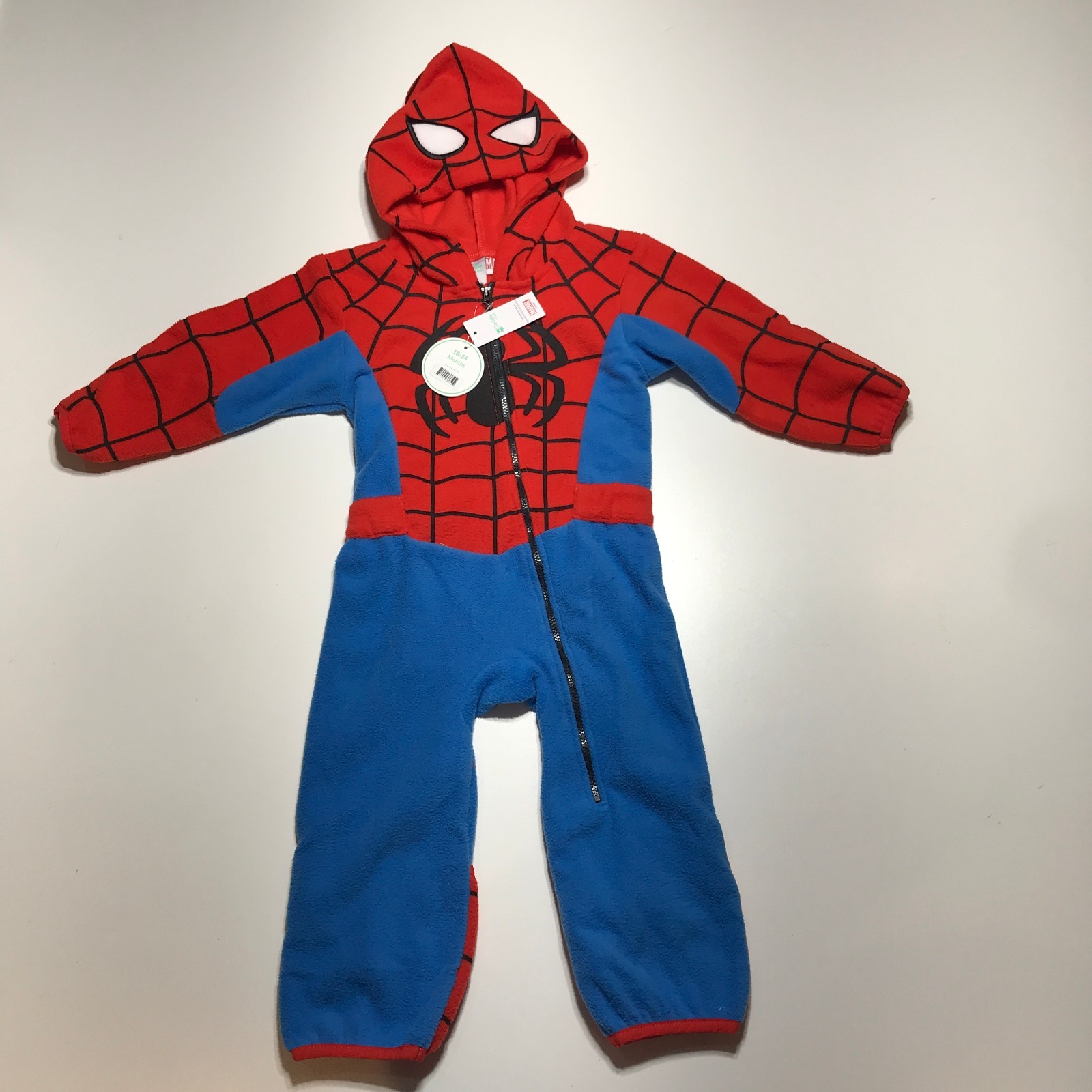 NWT Cuddle Club Marvel Fleece Spiderman One Piece Hooded Costume Toddler 18-24 M