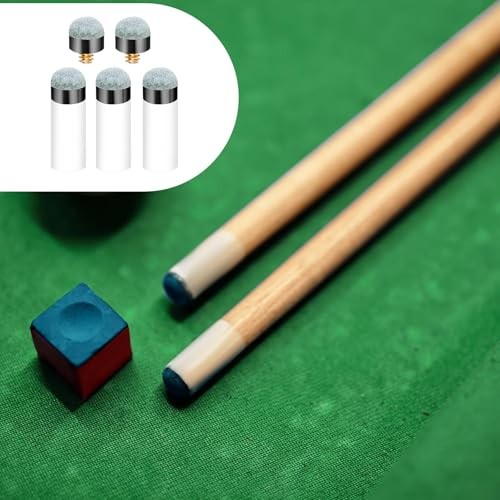 10 Sets Billiard Cues Tips Replacement Kit with White Pool Cue Stick Ferrules,