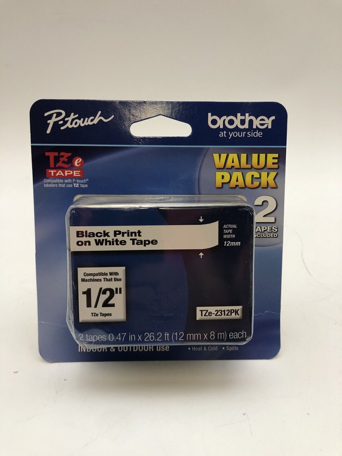 2 Pack Brother Genuine P-Touch, TZe-231 Tape TZE2312PK Black Print White Tape US