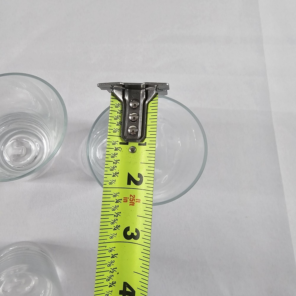 Clear Glass Tilted 9" Pitcher And 3 5.25" Glasses Please Read Description