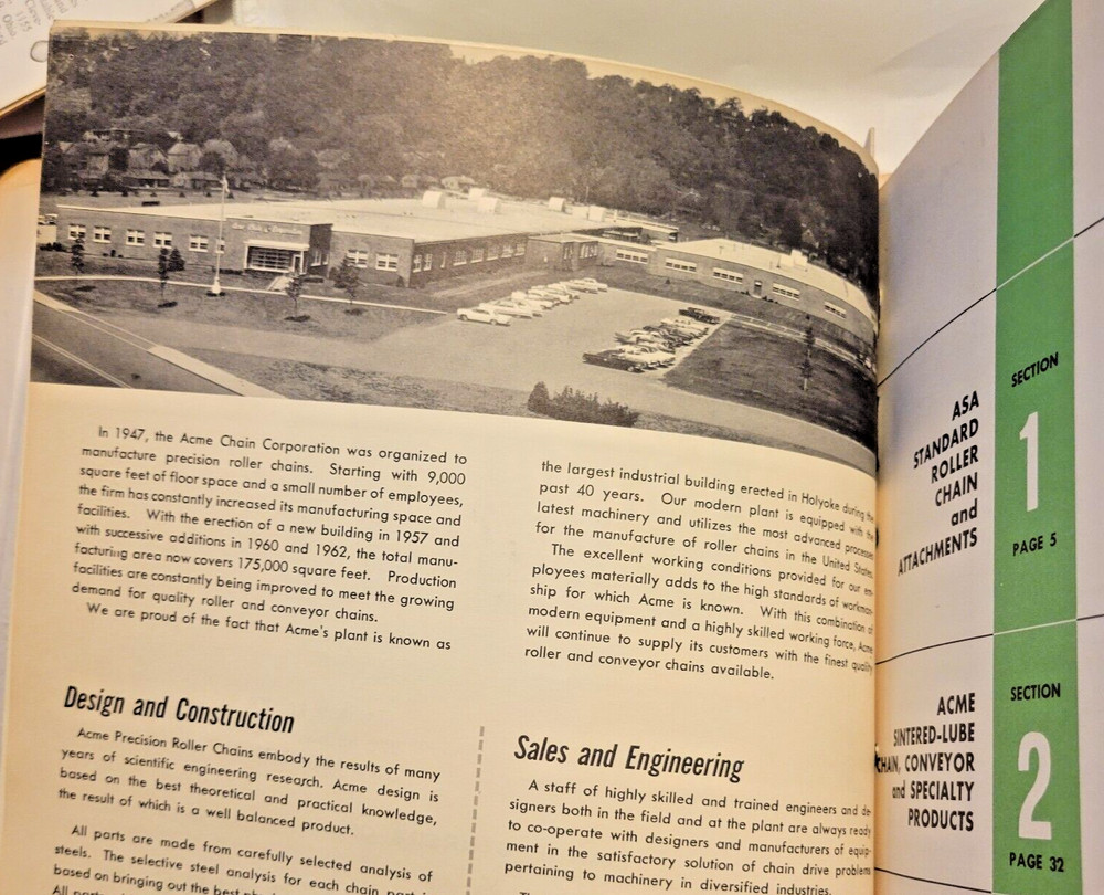 1963 Acme Chain Corporation Rollers & Sprockets Catalog #14 plus extra page note