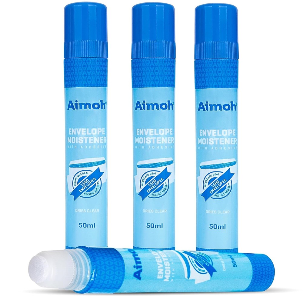 Aimoh Envelope Moistener with Adhesive, 4 Count,