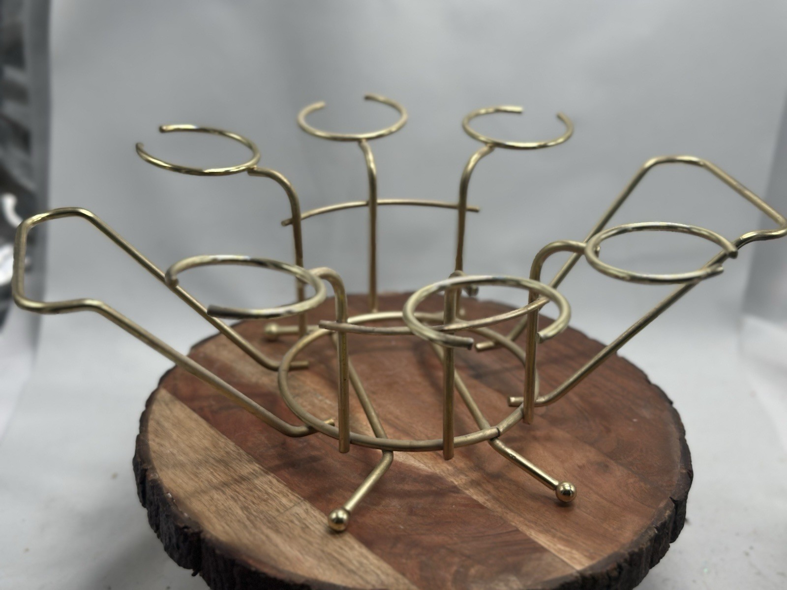 MCM Barware Cocktail Gold Color Metal Caddy Holds Glasses And Decanter