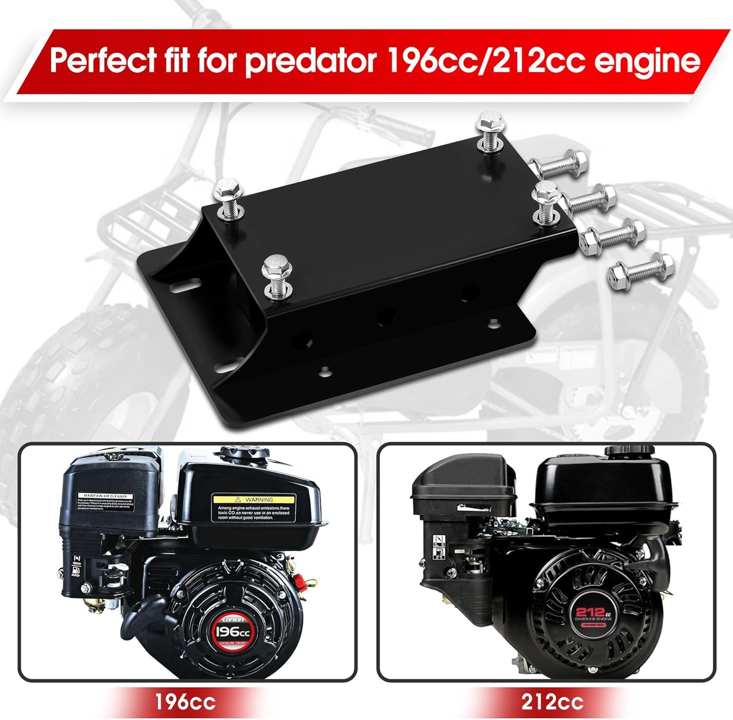 Torque Converter Motor Riser Plate Mount for Predator 196/ 212cc Engine Coleman