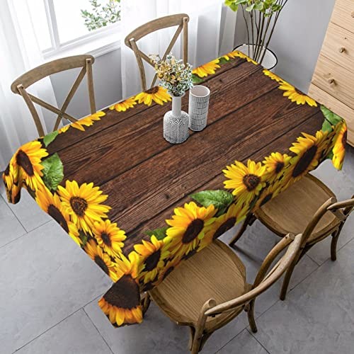 Sunflower Tablecloths Polyester Table Cloth for Kitchen Dinning Table White5
