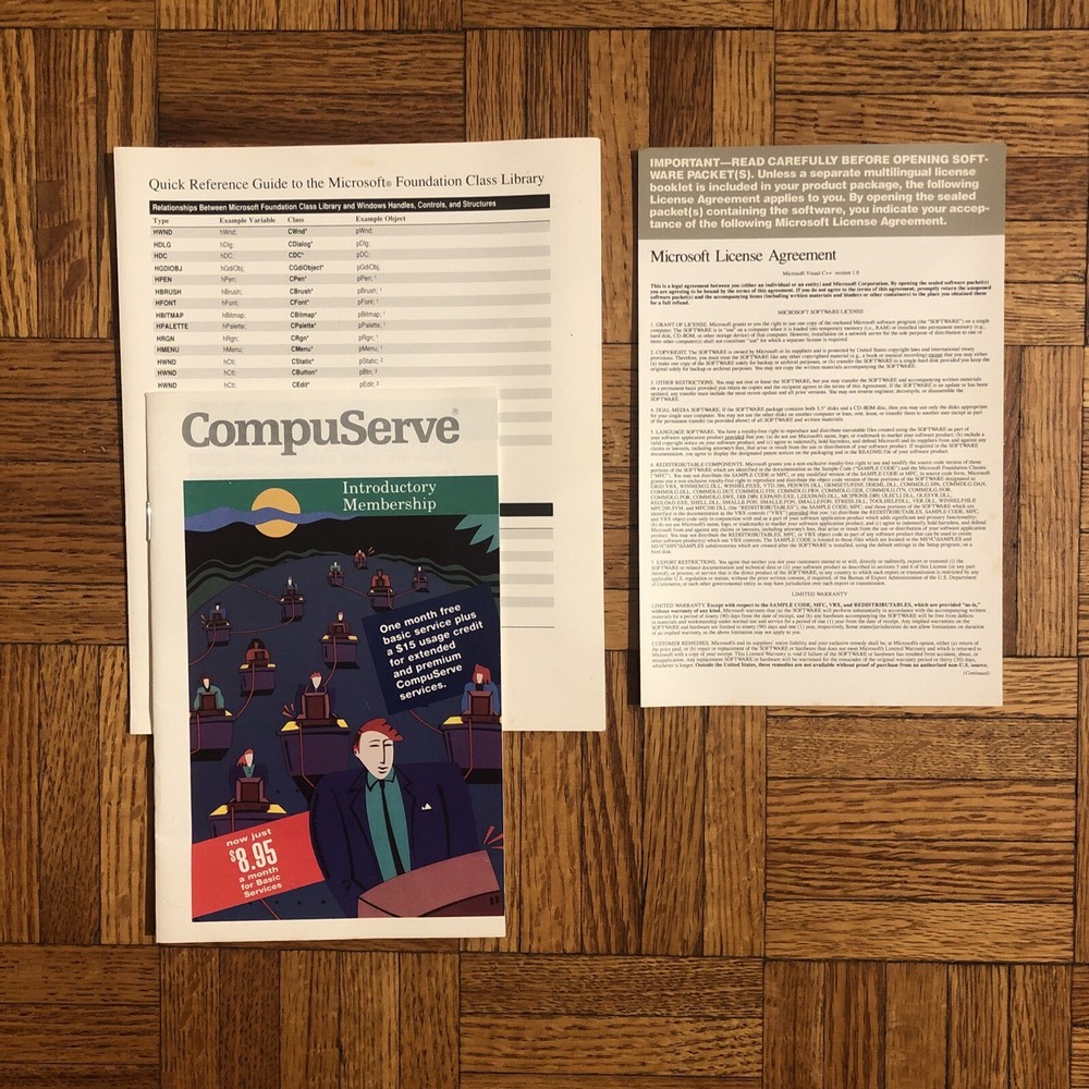 Microsoft Visual C++ 1.0 Professional Edition w/ Version 7.0 Update & Manuals