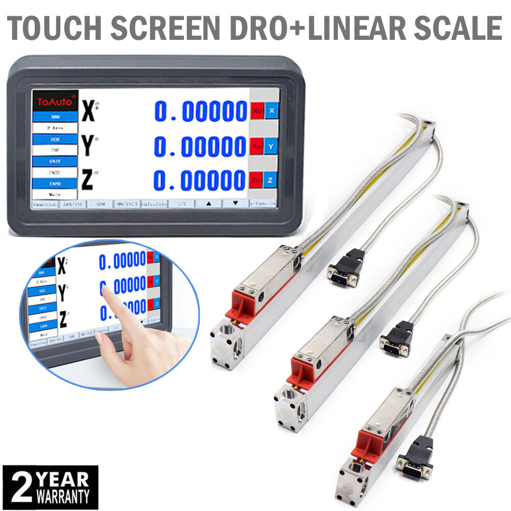 2/3 Axis DRO Digital Readout Touch Screen LCD Display + Linear Glass Scale Kit
