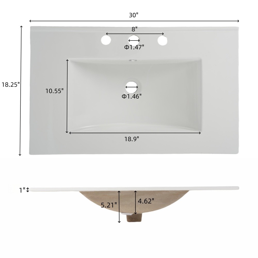 Bathroom Vanity with Ceramic Sink Features 2 Doors and Ample Storage Space