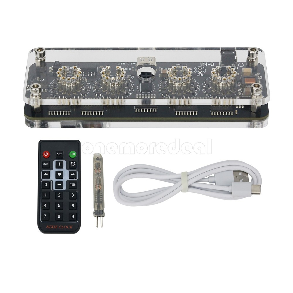IN-8 4Digit Nixie Tube Clock Desktop Clock Advanced+LED Backlight Remote Control