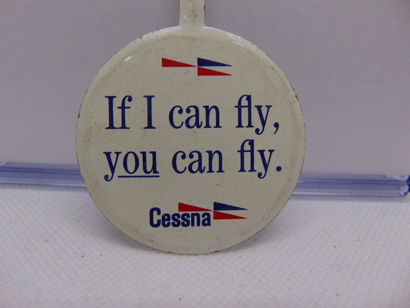 Vintage Advertising Tab Pin 2" Cessna If i can Fly, you can Fly See Local Dealer