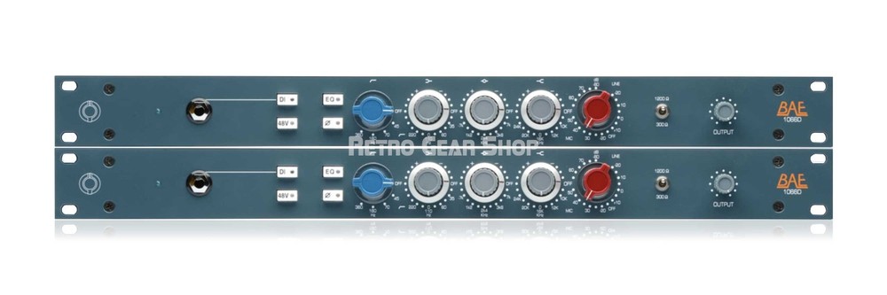 BAE 1066D Rackmount Pair Mic Preamp / EQ with PSU