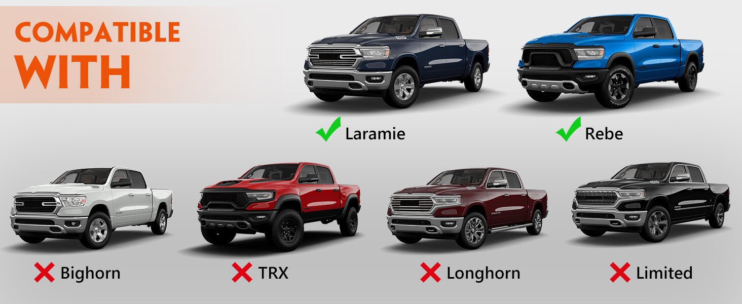 Passenger For Dodge RAM 1500 2019 2021-2023 Full LED DRL Chrome Headlight Lamp