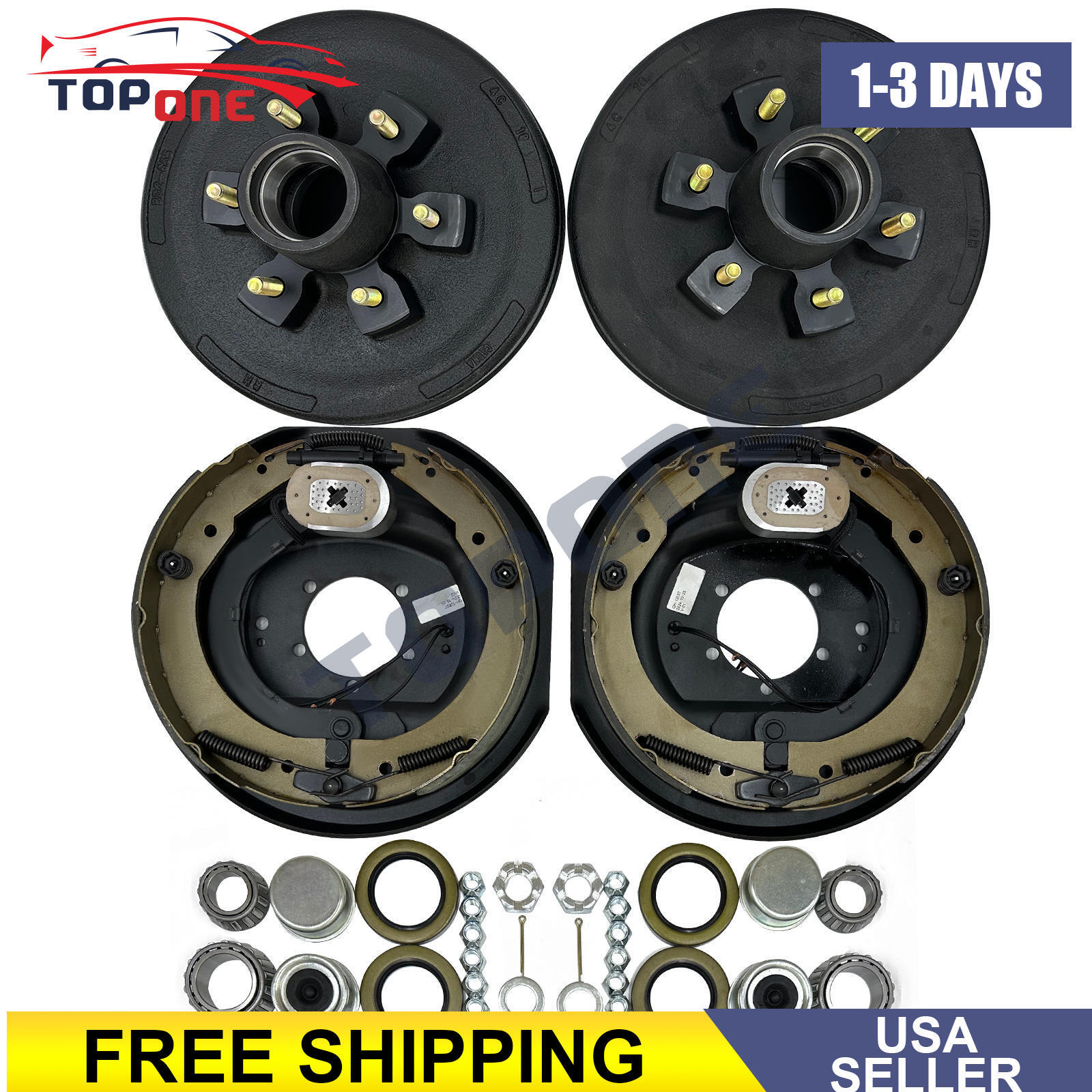 12"x2" Electric Trailer Brake 6-5.5" Hub Drum Kit For 5200 lb Axle