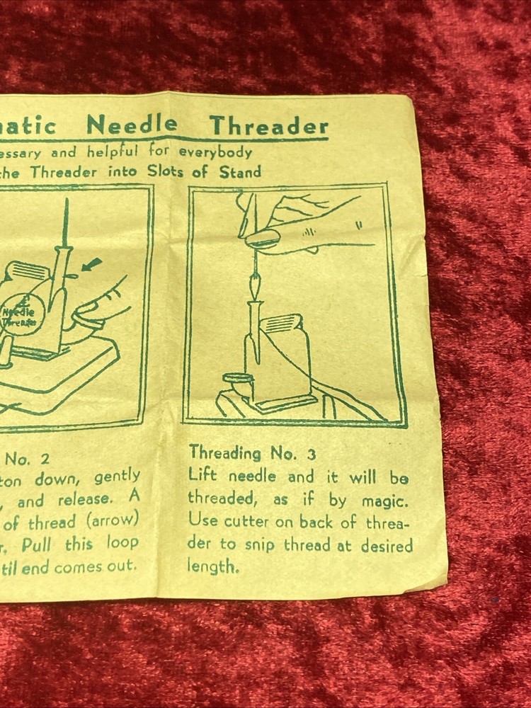 Vintage 1970's Automatic Needle Threader & Thread Cutter w/Original Box & Inst