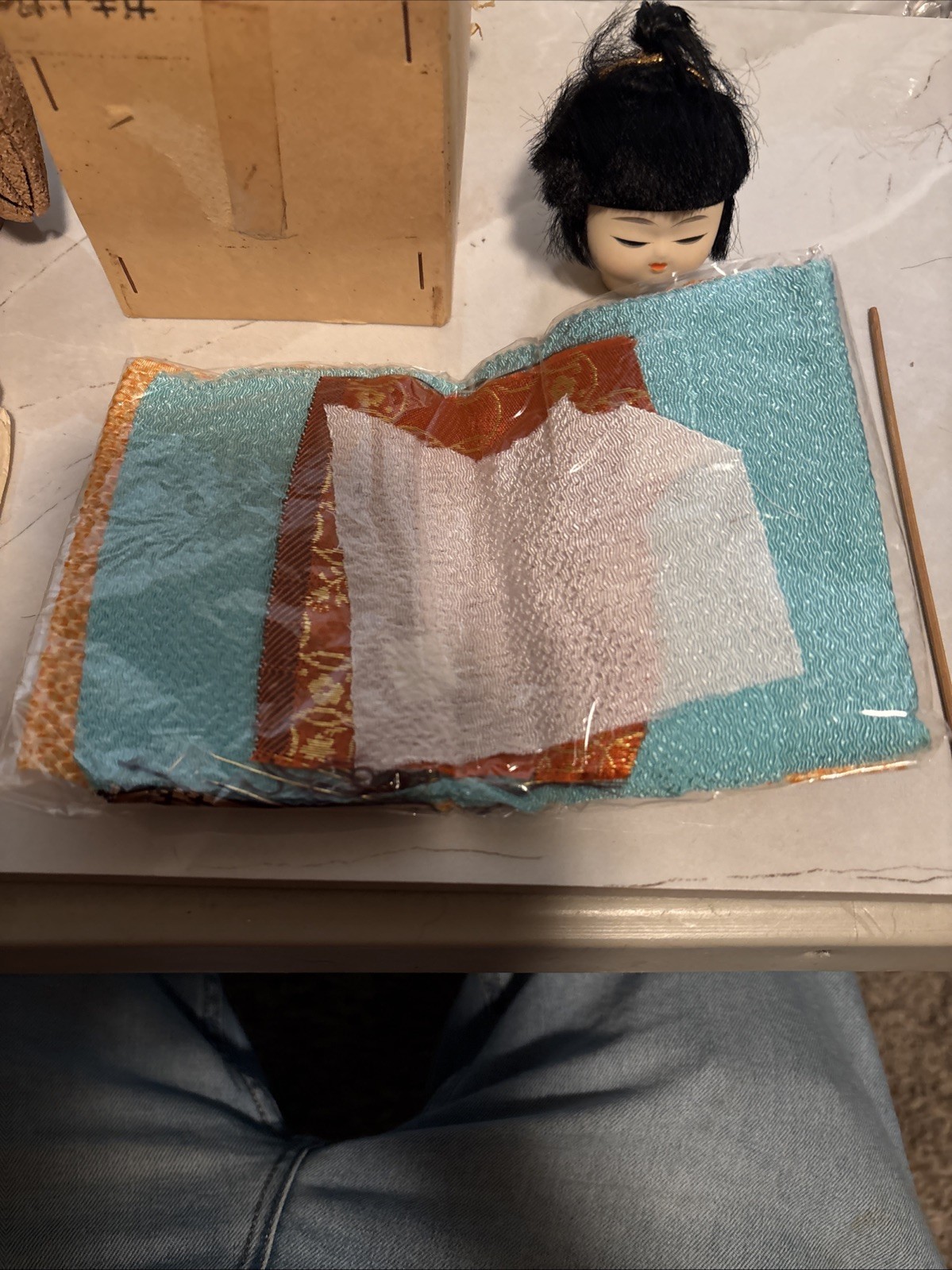 Vintage Antique Kimono Doll Set Never Assembled , 1/2 Original Box Collectible