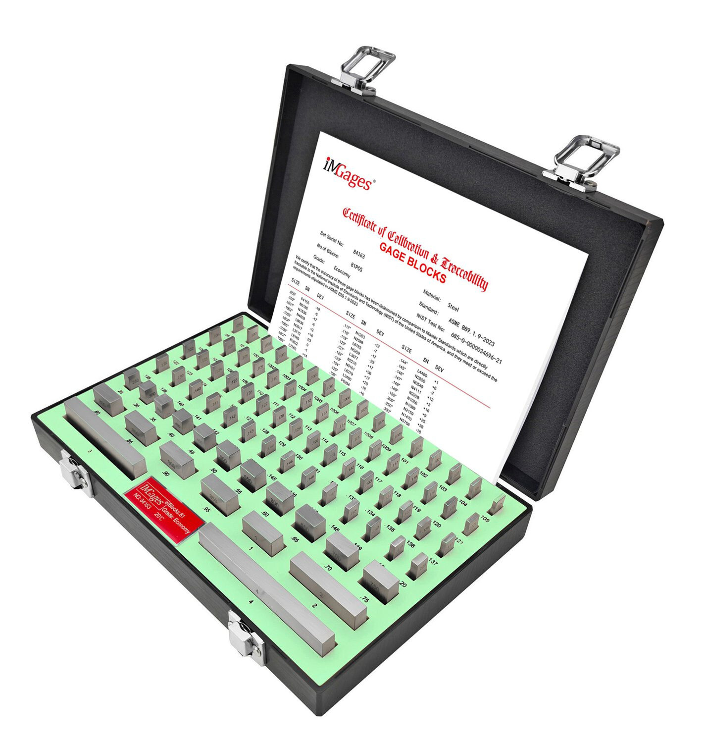 iMGages, 81pc Economy Rectangular Gage Block Set, NIST Traceable Cert. 630-41161