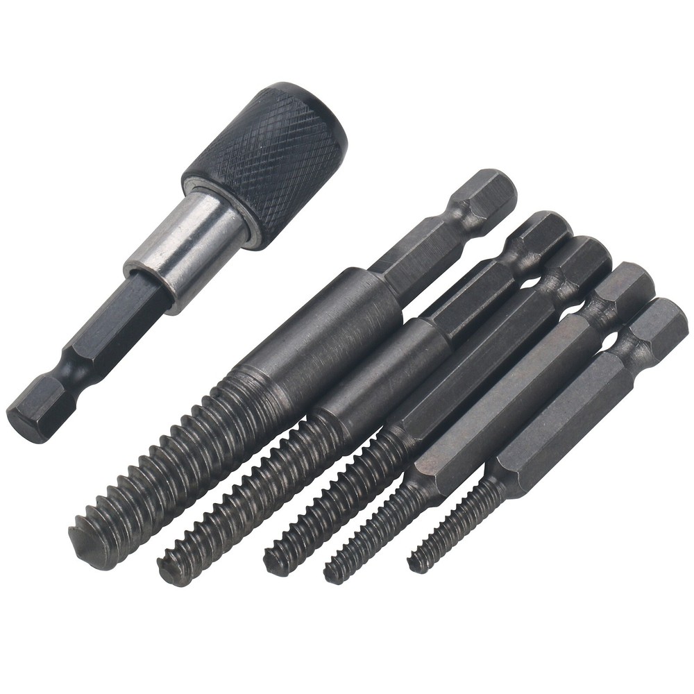 6PC/Set Damaged Screw Extractor 1/4 Hex Shank Tool Broken Stripped Bolt Remover