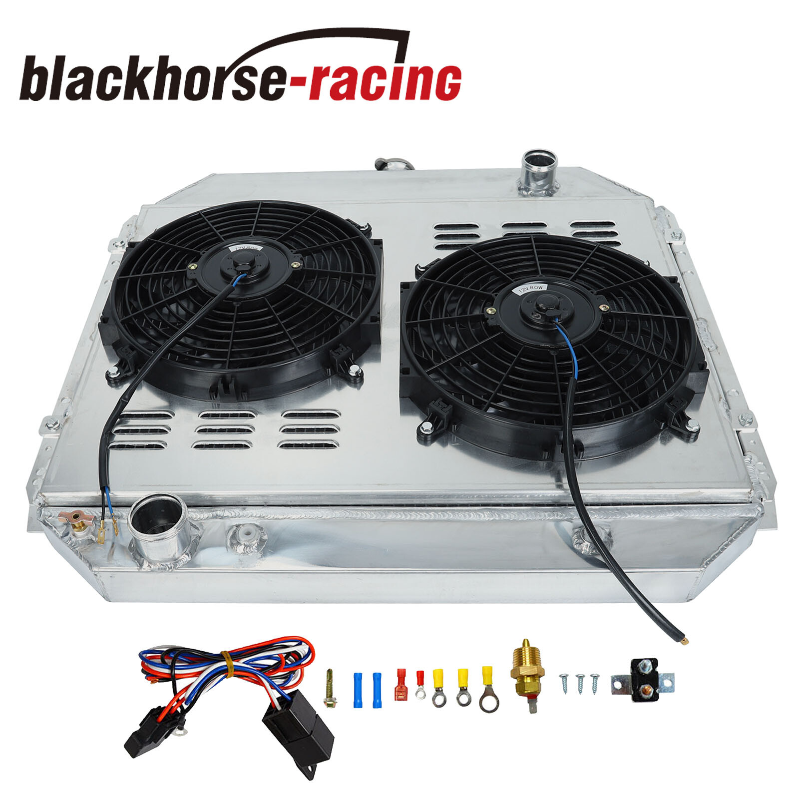 For 1968-1979 Ford F100 F150 F250 F350 Bronco V8 3 Row Radiator+Shroud Fan+Relay