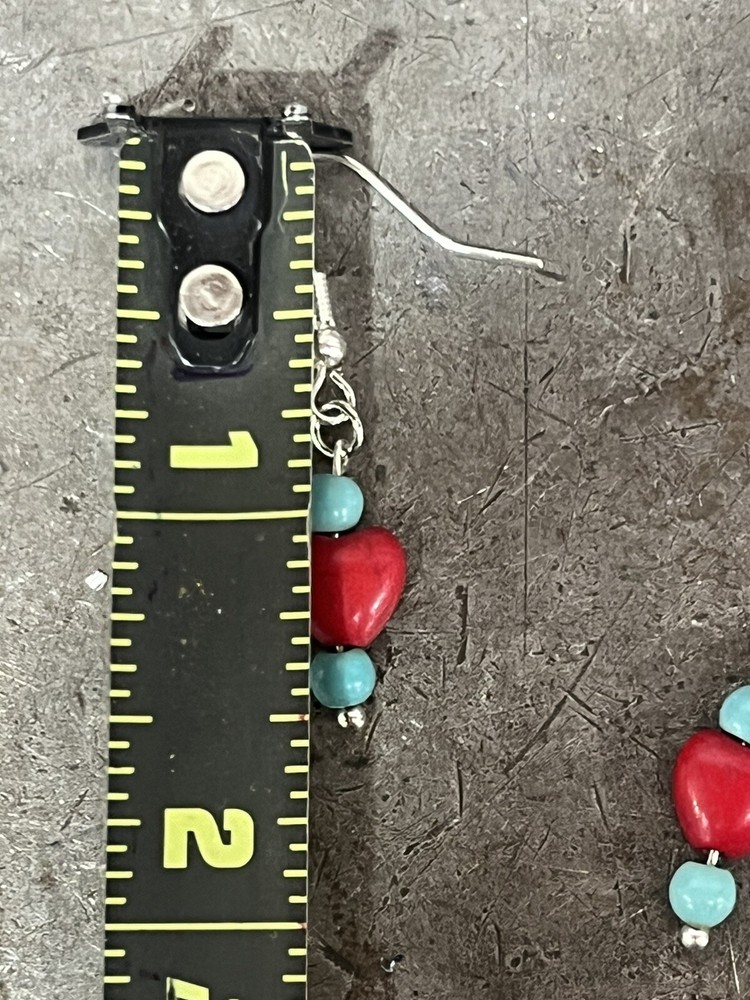 Red Boho Dangle Beaded Earrings NWOT Handmade