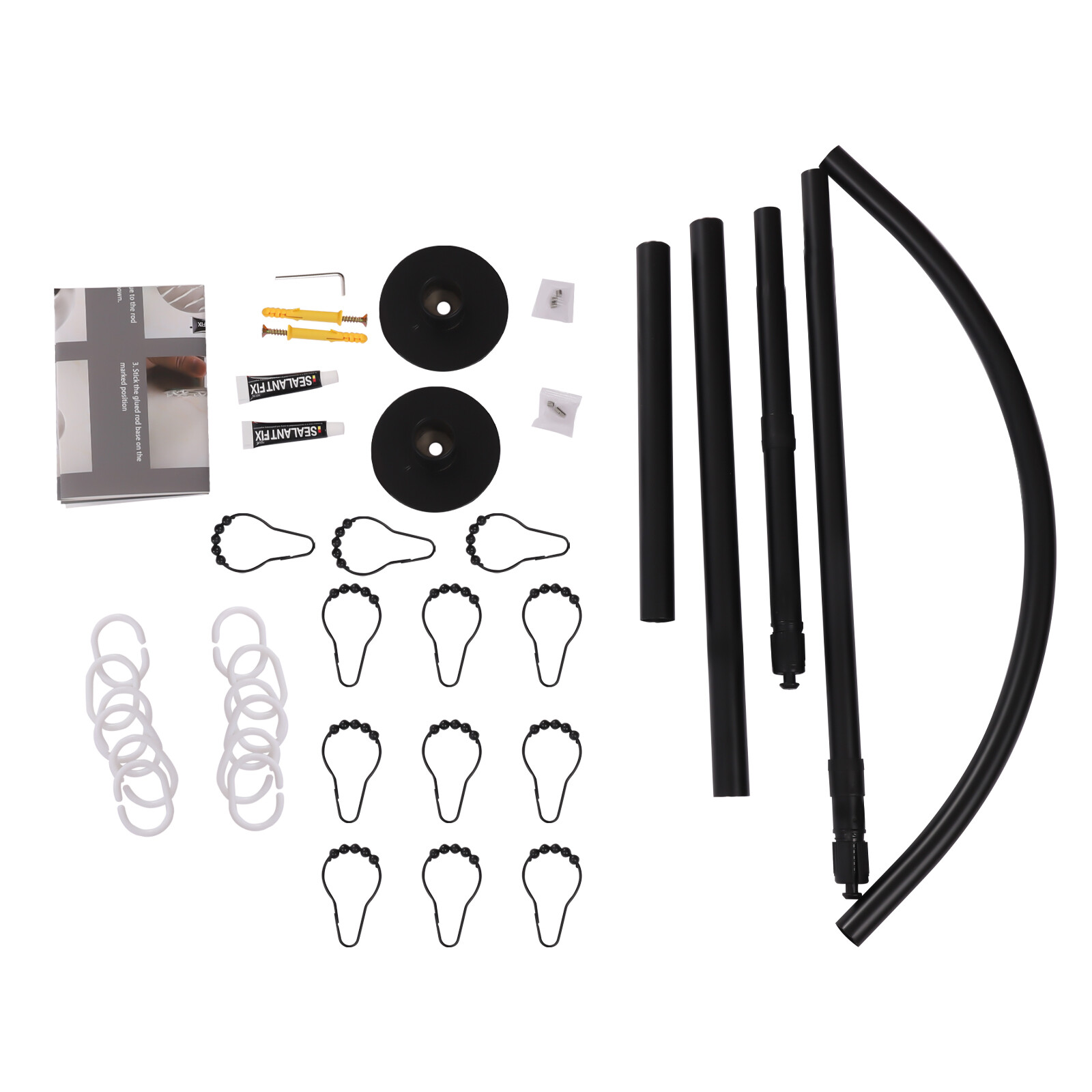 Adjustable L Shaped Shower Curtain Rod Stainless Steel Bathroom Shower Pole Rail