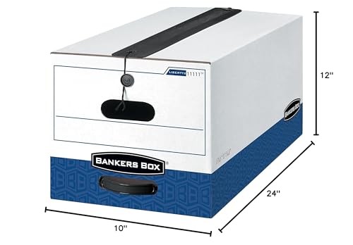 Bankers Box 12-Pack Heavy-Duty String & Button File Storage Box, FastFold Assemb